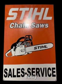 Porcelain Stihl Enamel Sign 30x28 Inches Double Sided