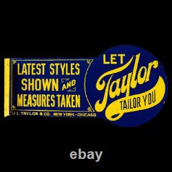 Porcelain Taylor Enamel Sign 28x12 Inches Double Sided With Flange