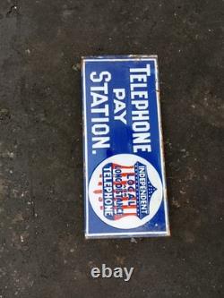 Porcelain Telephone Enamel Sign 18x9 Inches Double Sided With Flange