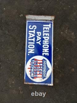 Porcelain Telephone Enamel Sign 18x9 Inches Double Sided With Flange