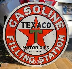 Porcelain Texaco Gasoline Enamel Sign Size 36 Inches Double Sided