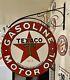 Porcelain Texaco Texas Company With Mounting Bracket Sign 30 Double Side 2 Sided