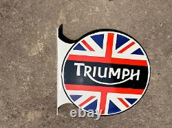 Porcelain Triumph Enamel Sign 24x24 Inches Double Sided With Flange