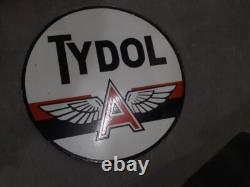 Porcelain Tydol Enamel Sign 30 Inches Double Sided