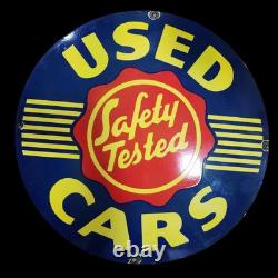 Porcelain Used Cars Enamel Sign 30x30 Inches Double Sided