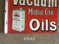 Porcelain Vacuum Motor Oil Enamel Sign 22x18 Inches Double Sided With Flange