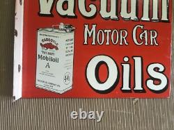 Porcelain Vacuum Motor Oil Enamel Sign 22x18 Inches Double Sided With Flange