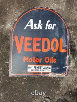 Porcelain Veedol Enamel Sign 24x22 Inches Double Sided