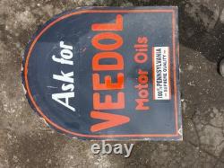 Porcelain Veedol Enamel Sign 24x22 Inches Double Sided