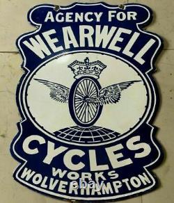 Porcelain WEARWELL CYCLES Enamel SIGN SIZE 22 X 19.5 INCHES DOUBLE SIDED