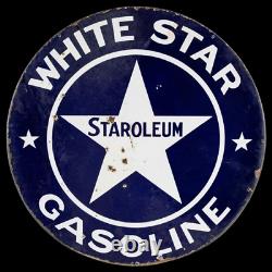 Porcelain White Star Enamel Sign 30x30 Inches Double Sided