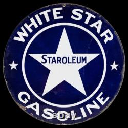 Porcelain White Star Enamel Sign 30x30 Inches Double Sided