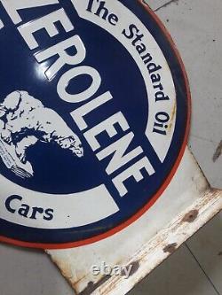 Porcelain Zerolene Enamel Sign 18 Inches Double Sided With Flange
