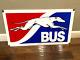 Porcelain Double Sided Greyhound Bus Lines Enamel Sign 36x 20 Size Inches