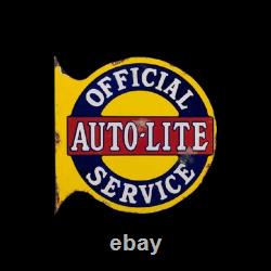 Porcelian Auto-lite Enamel Sign Size 18x18 Inches Double Sided With Flange