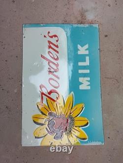 Porcelian Borden's Milk Enamel Sign Size 20x13 Inches Double Sided