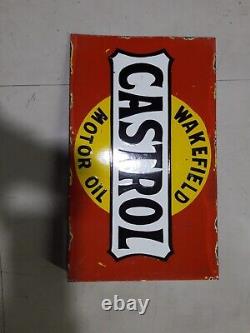 Porcelian Castrol Enamel Sign Size 28x18 Inches Double Sided With Flange