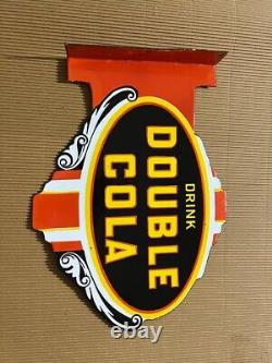 Porcelian Double Cola Enamel Sign Size 18 X 13 Double Sided With Flange