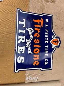 Porcelian Firestone Tires Gum Dipped Enamel Sign Size 36 Inches Double Sided