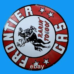 Porcelian Frontier Gas Enamel Sign Size 30x30 Inches Double Sided