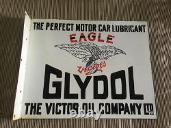 Porcelian Glydol Enamel Sign Size 22x18 Inches Double Sided With Flange