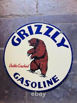 Porcelian Grizzly Enamel Sign Size 30x30 Inches Double Sided