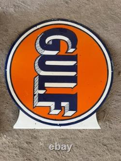 Porcelian Gulf Enamel Sign Size 18x18 Inches Double Sided With Flange