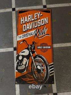 Porcelian Harely Davidson Enamel Sign Size 42x20 Inches Double Sided