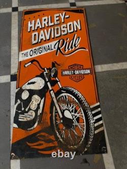 Porcelian Harely Davidson Enamel Sign Size 42x20 Inches Double Sided