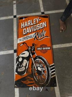 Porcelian Harely Davidson Enamel Sign Size 42x20 Inches Double Sided