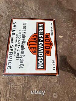 Porcelian Harley Davidson Enamel Sign Size 36x24 Inches Double Sided
