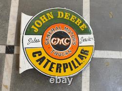 Porcelian John Deere Enamel Sign Size 18x18 Inches Double Sided With Flange