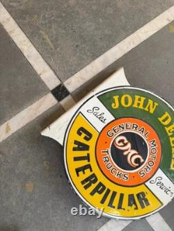 Porcelian John Deere Enamel Sign Size 18x18 Inches Double Sided With Flange