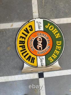 Porcelian John Deere Enamel Sign Size 18x18 Inches Double Sided With Flange