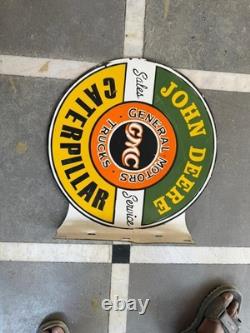 Porcelian John Deere Enamel Sign Size 18x18 Inches Double Sided With Flange