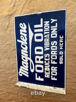Porcelian Magnolene Enamel Sign Size 24x22 Inches Double Sided With Flange