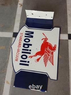 Porcelian Mobiloil Enamel Sign Size 24x16 Inches Double Sided With Flange