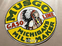 Porcelian Musgo Gasoline Enamel Sign Size 36 Inches Double Sided