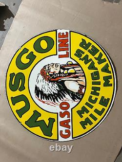 Porcelian Musgo Gasoline Enamel Sign Size 36 Inches Double Sided