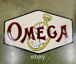 Porcelian Omega Enamel Sign Size 27x18 Inches Double Sided