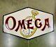 Porcelian Omega Enamel Sign Size 27x18 Inches Double Sided