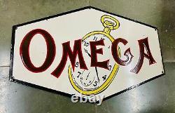 Porcelian Omega Enamel Sign Size 27x18 Inches Double Sided