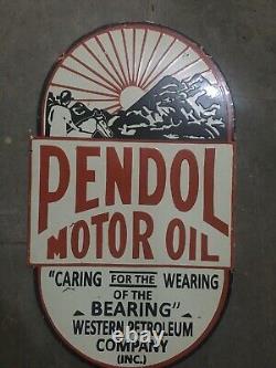 Porcelian Pendol Enamel Sign Size 28x16 Inches Double Sided With Flange