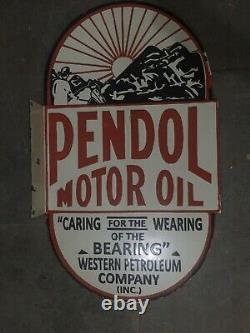 Porcelian Pendol Enamel Sign Size 28x16 Inches Double Sided With Flange