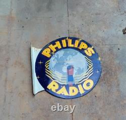 Porcelian Philips Radio Enamel Sign Size 18 Inches Double Sided