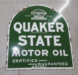 Porcelian Quaker Enamel Sign Size 22x24 Inches Double Sided