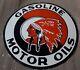 Porcelian Red Indian Gasoline Enamel Sign Size 30x30 Inches Double Sided
