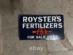 Porcelian Roysters Fertilizers Enamel Sign Size 18.5x9 Inches Double Sided