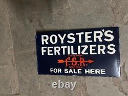Porcelian Roysters Fertilizers Enamel Sign Size 18.5x9 Inches Double Sided
