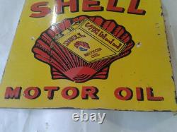 Porcelian Shell Enamel Sign Size 18x20 Inches Double Sided With Flange